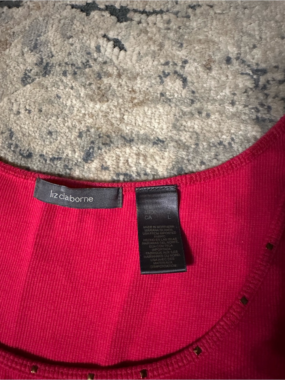 Liz Claiborne Fuschia studded tank - Picture 3 of 4